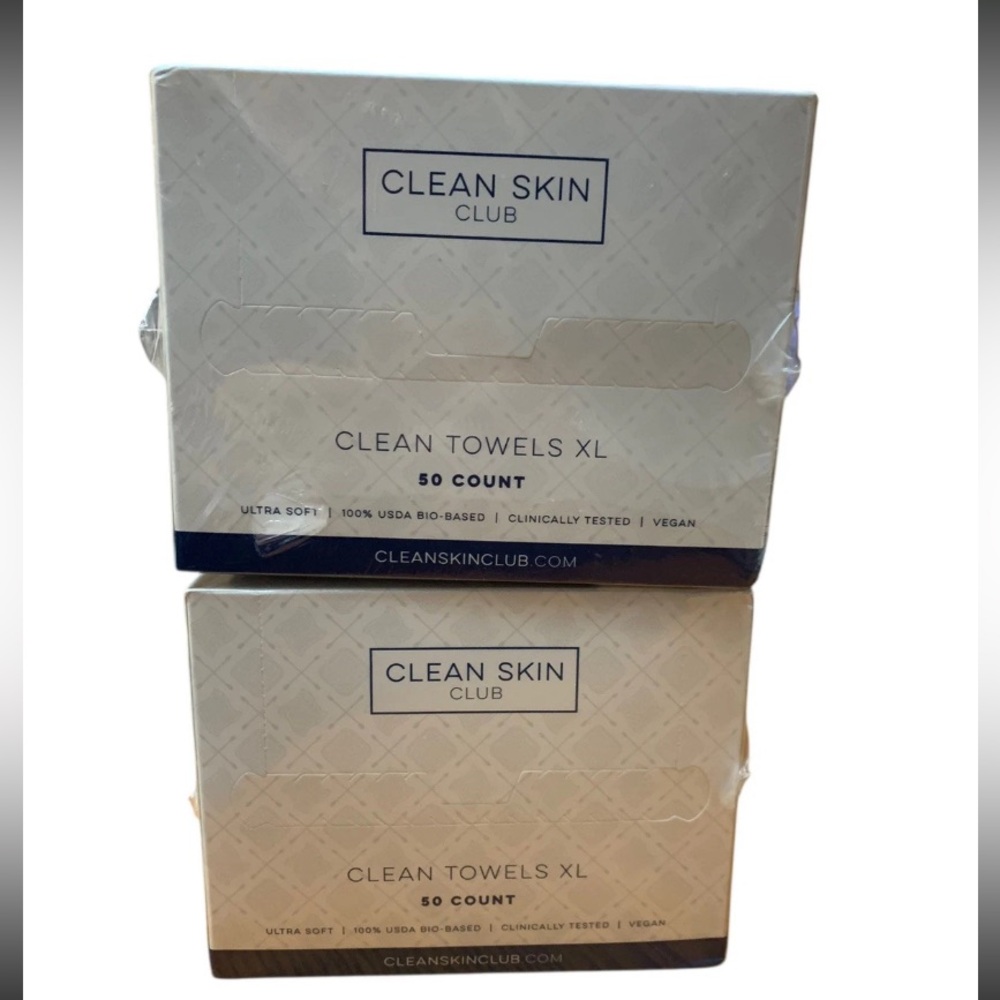 Clean Skin Club Clean Towels XL 50 Count Box 2 Boxes New Sealed